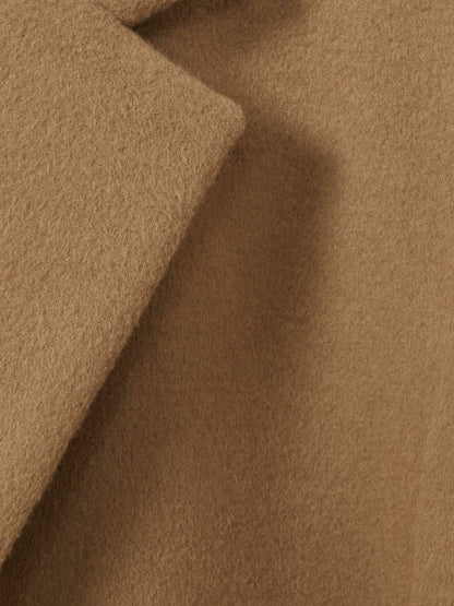 Reiss Wool Blend Single Breasted Epsom Overcoat in Camel