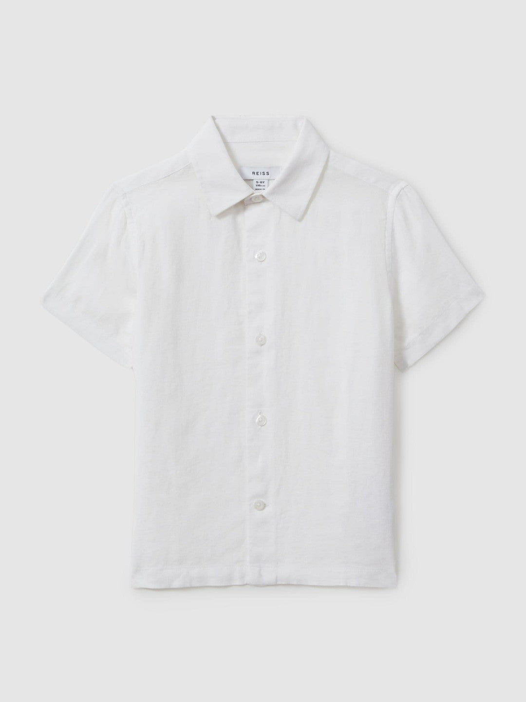 Reiss 3-9 yrs Short Sleeve Linen Shirt in White