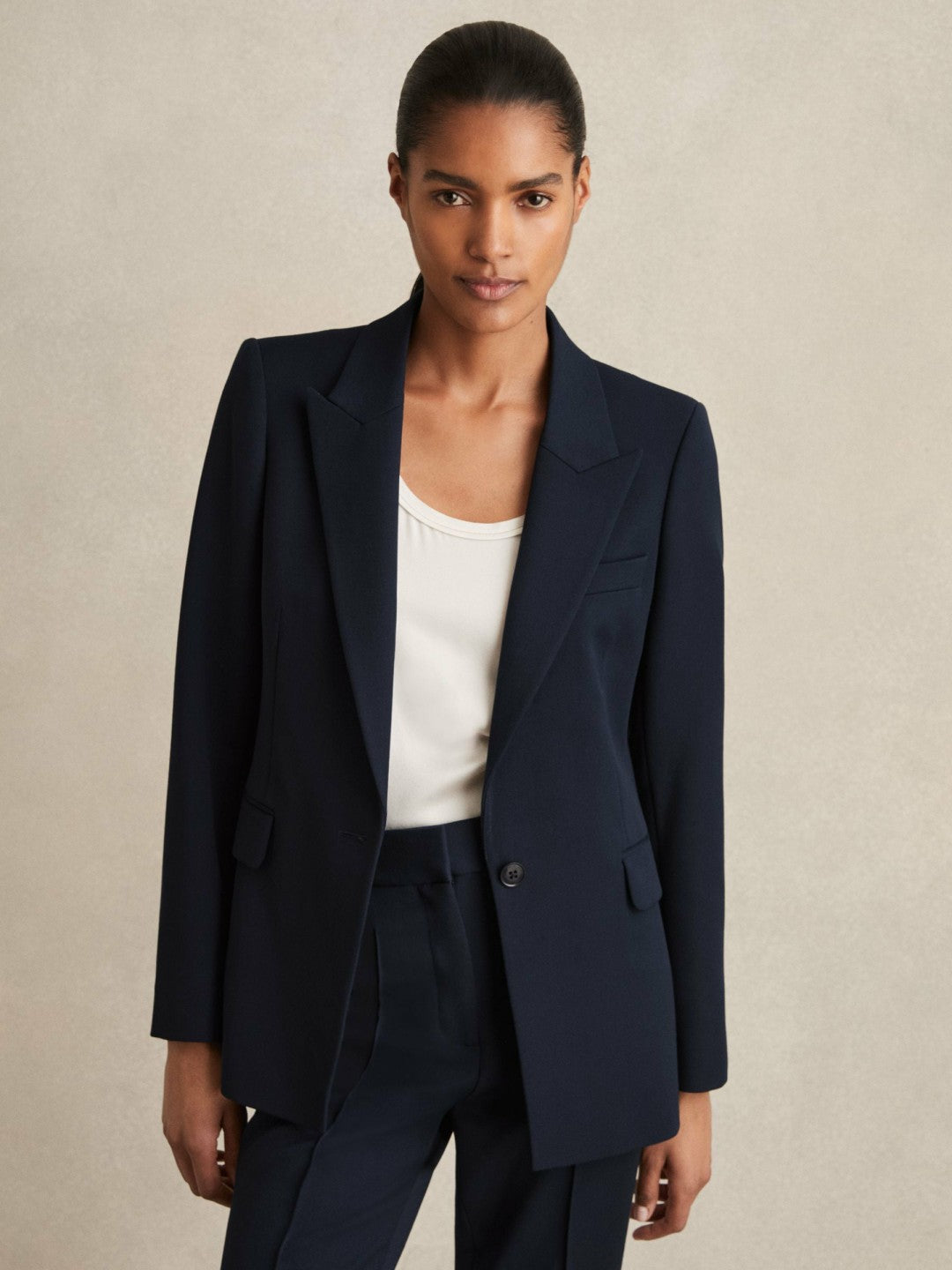 Reiss Tailored Single Breasted Suit Blazer in Navy