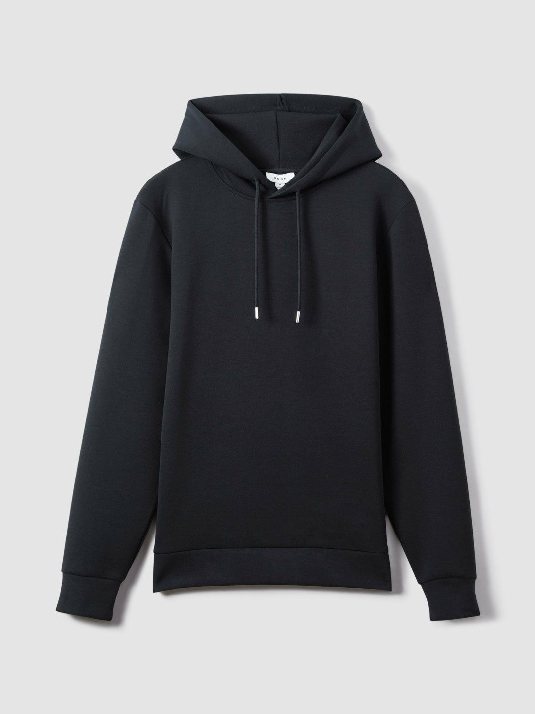 Reiss Interlock Jersey Drawstring Hoodie in Navy Blue