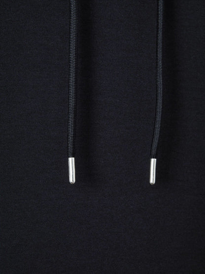 Reiss Interlock Jersey Drawstring Hoodie in Navy Blue