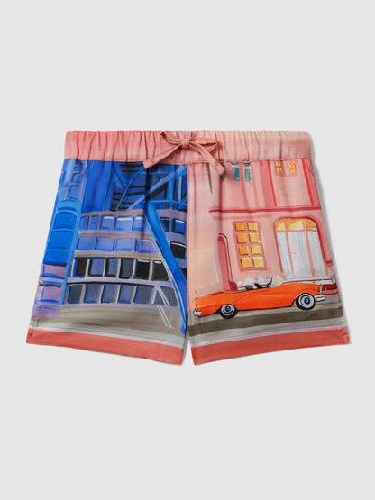 Reiss Senior McLaren F1 Miami Drawstring Shorts in Pink Multi