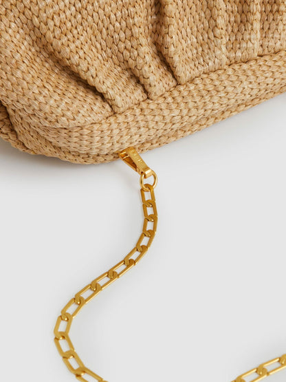 Reiss Raffia Clutch Bag in Natural