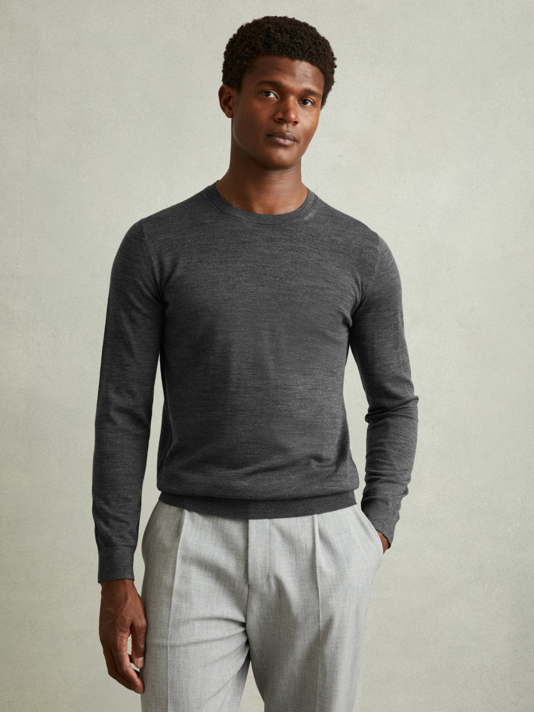 Reiss Pack of Two Merino Wool Jumpers in Derby Grey Marl