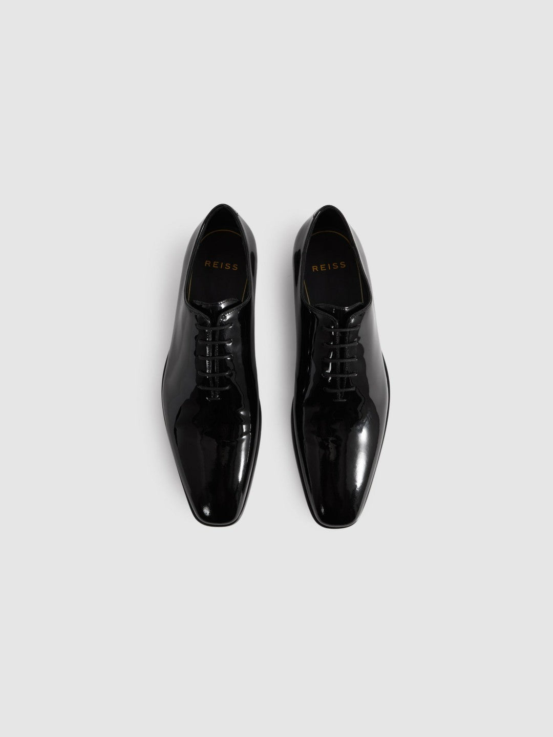 Reiss Patent Leather Lace-Up Shoes in Black