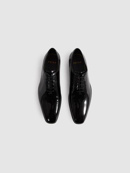 Reiss Patent Leather Lace-Up Shoes in Black