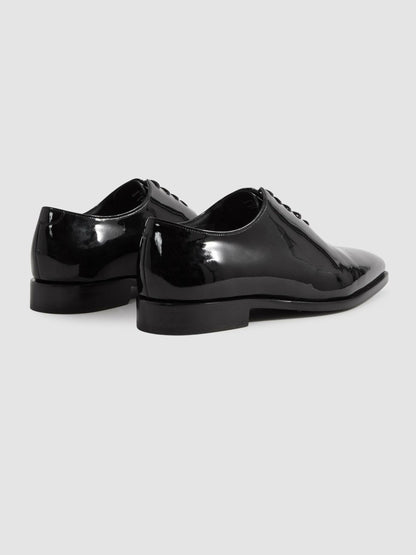 Reiss Patent Leather Lace-Up Shoes in Black