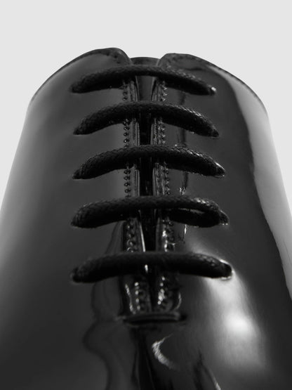 Reiss Patent Leather Lace-Up Shoes in Black