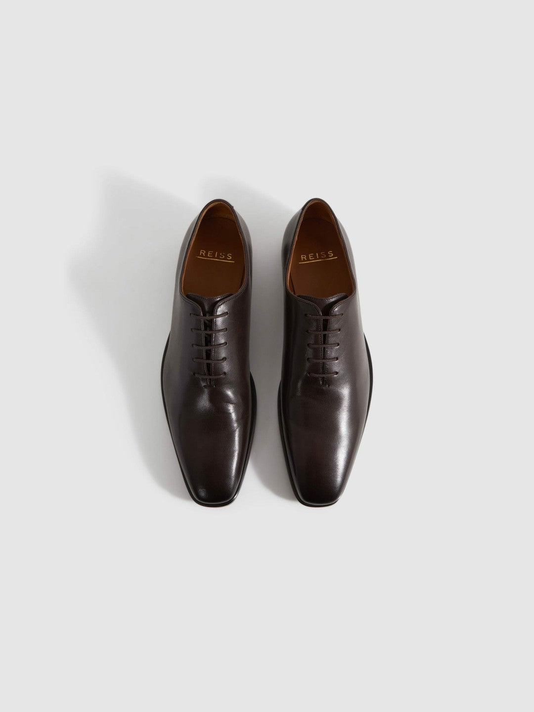 Reiss Leather Lace-Up Shoes in Dark Brown