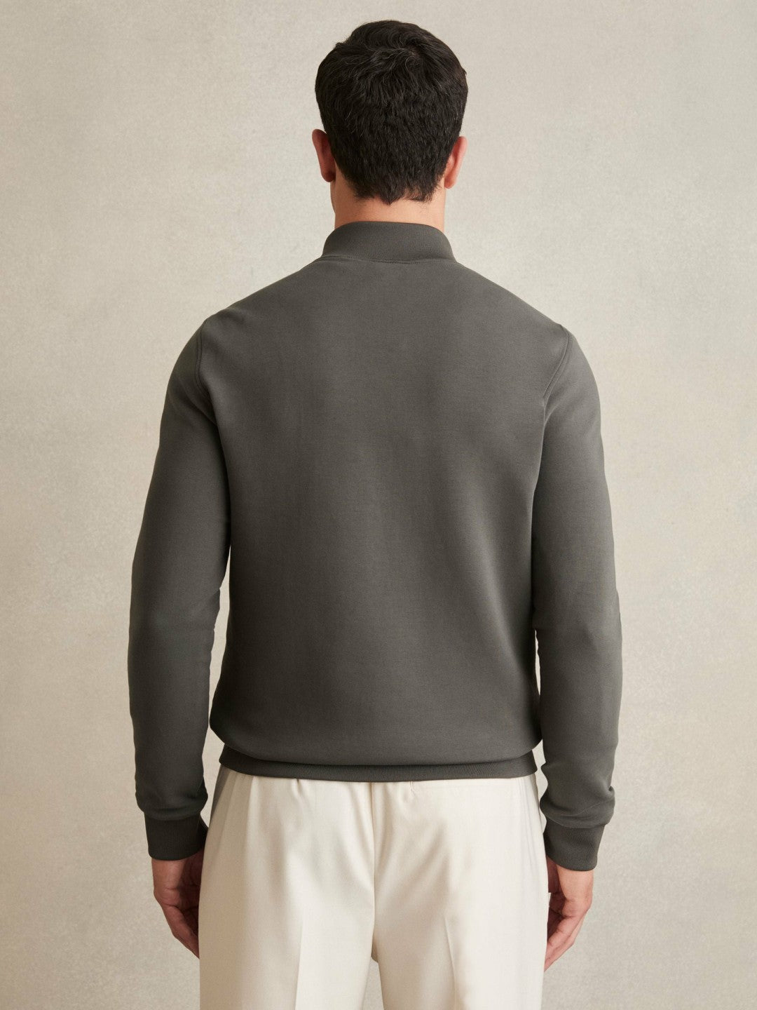 Reiss Hybrid Quilt and Knit Zip-Through Jacket in Sage