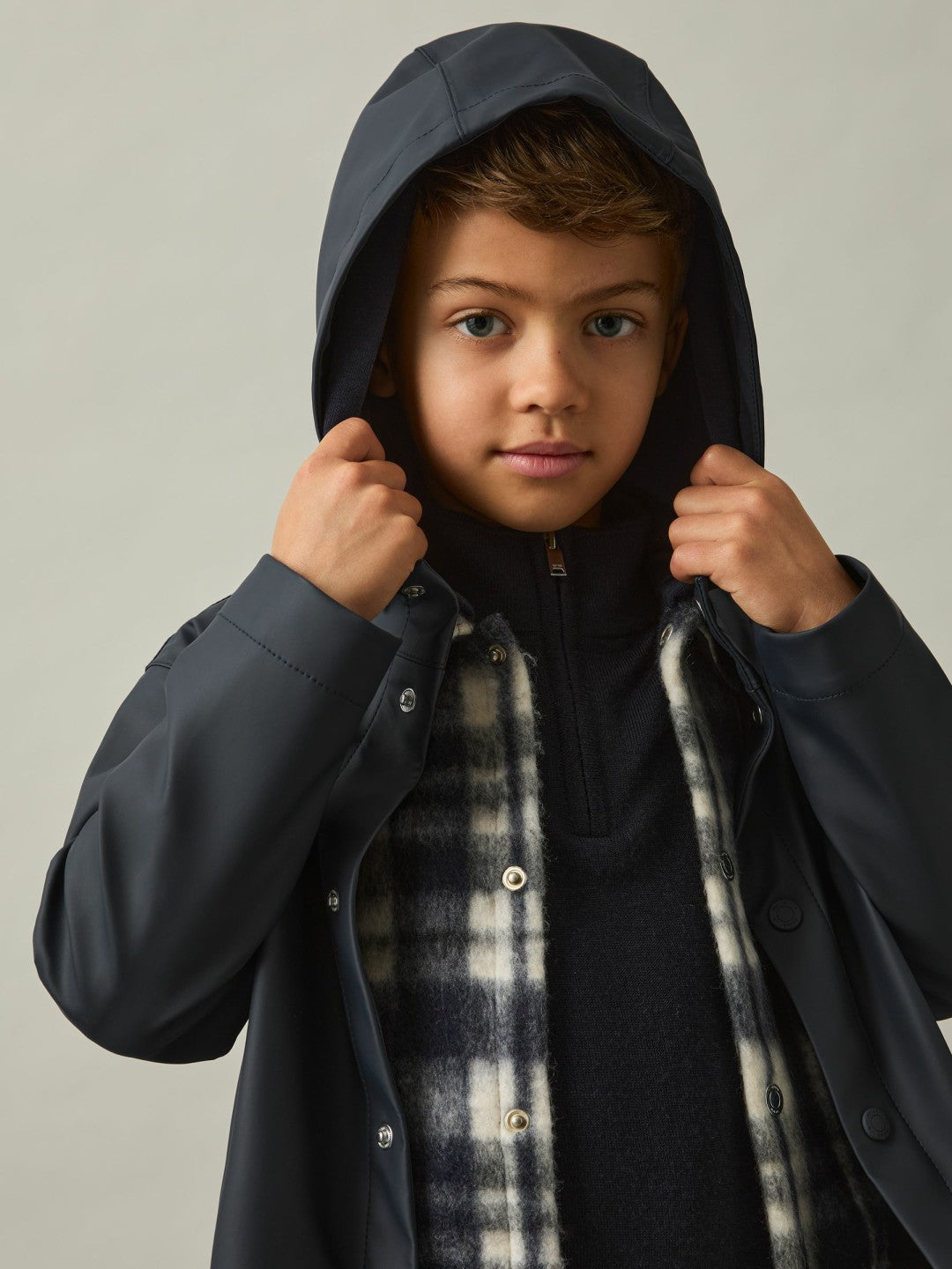 Reiss 13-14 yrs Water Repellent Hooded Coat in Navy