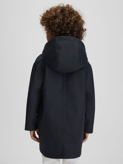 Reiss 13-14 yrs Water Repellent Hooded Coat in Navy