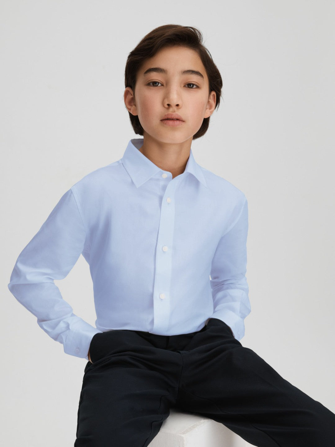 Reiss 3-9 yrs Slim Fit Cotton Shirt in Soft Blue
