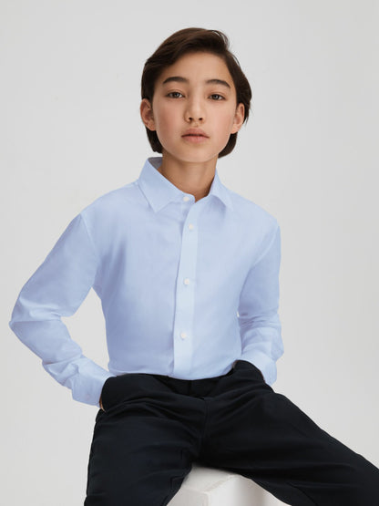 Reiss 3-9 yrs Slim Fit Cotton Shirt in Soft Blue