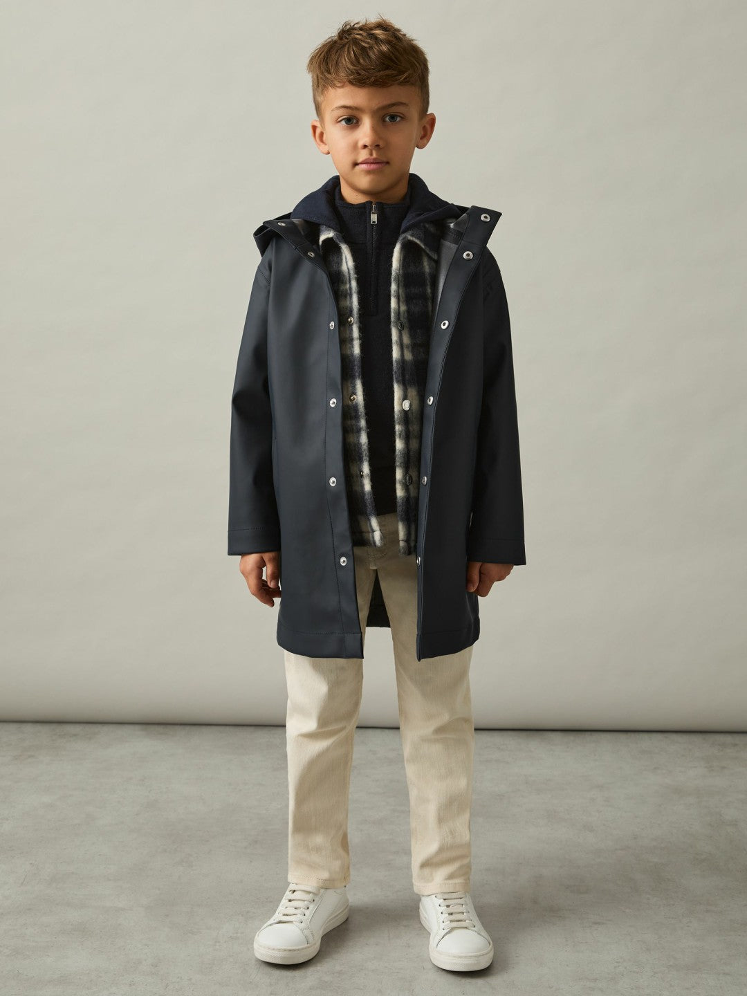 Reiss 9-13 yrs Water Repellent Hooded Coat in Navy