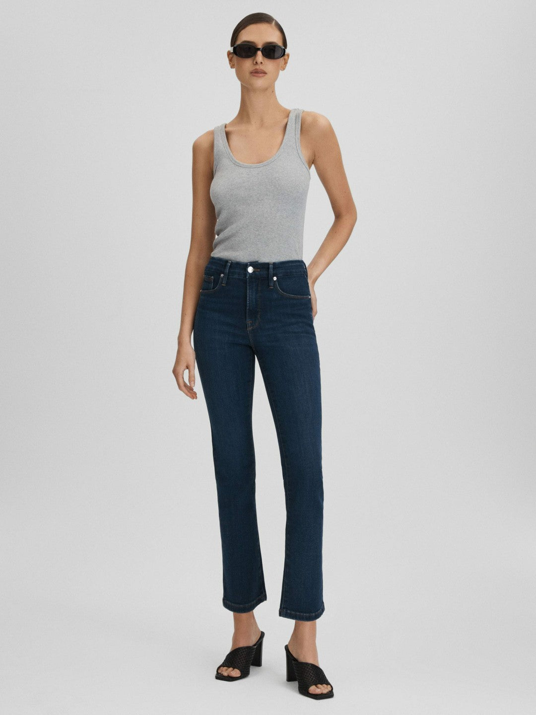 Reiss Good American Slim Fit Cropped Jeans in Blue