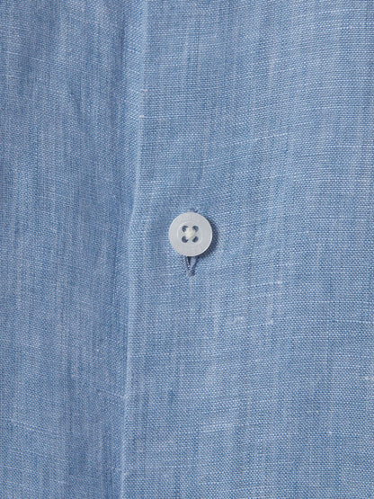 Reiss 3-9 yrs Striped Linen Cutaway Collar Shirt in Sky Blue