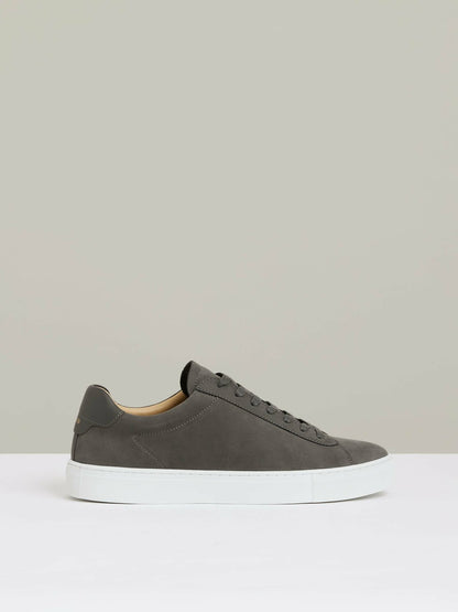 Reiss Nubuck Leather Low-Top Trainers in Grey