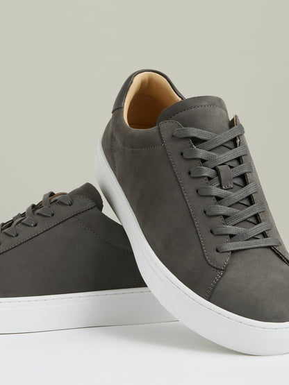 Reiss Nubuck Leather Low-Top Trainers in Grey