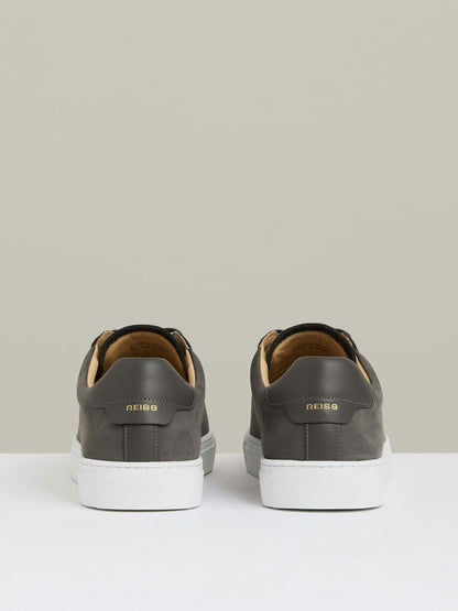Reiss Nubuck Leather Low-Top Trainers in Grey