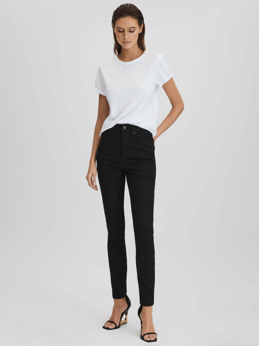 Reiss Good American Ultra High Skinny Jeans in Black