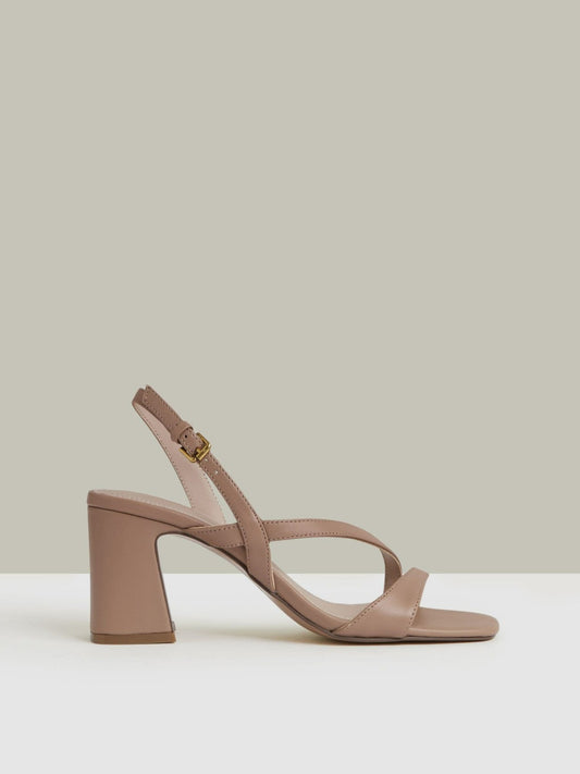 Reiss Strappy Leather Heeled Sandals in Nude