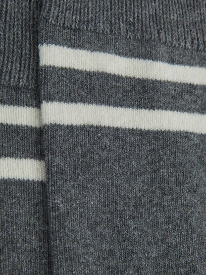 Reiss Wool Blend Striped Crew Socks in Grey Melange