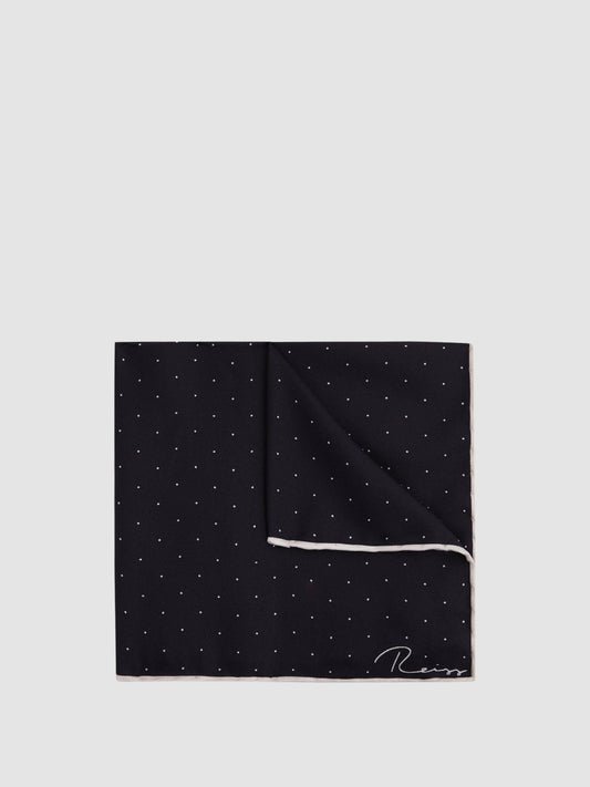 Reiss Polka Dot Silk Pocket Square in Navy