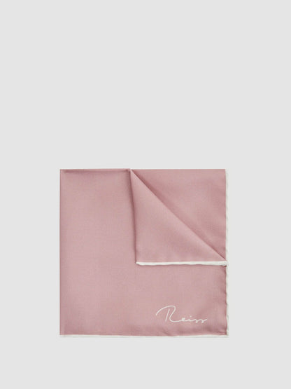 Reiss Plain Silk Pocket Square in Pink