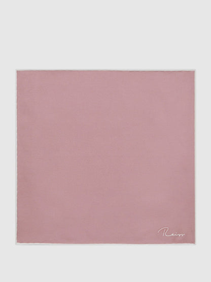 Reiss Plain Silk Pocket Square in Pink