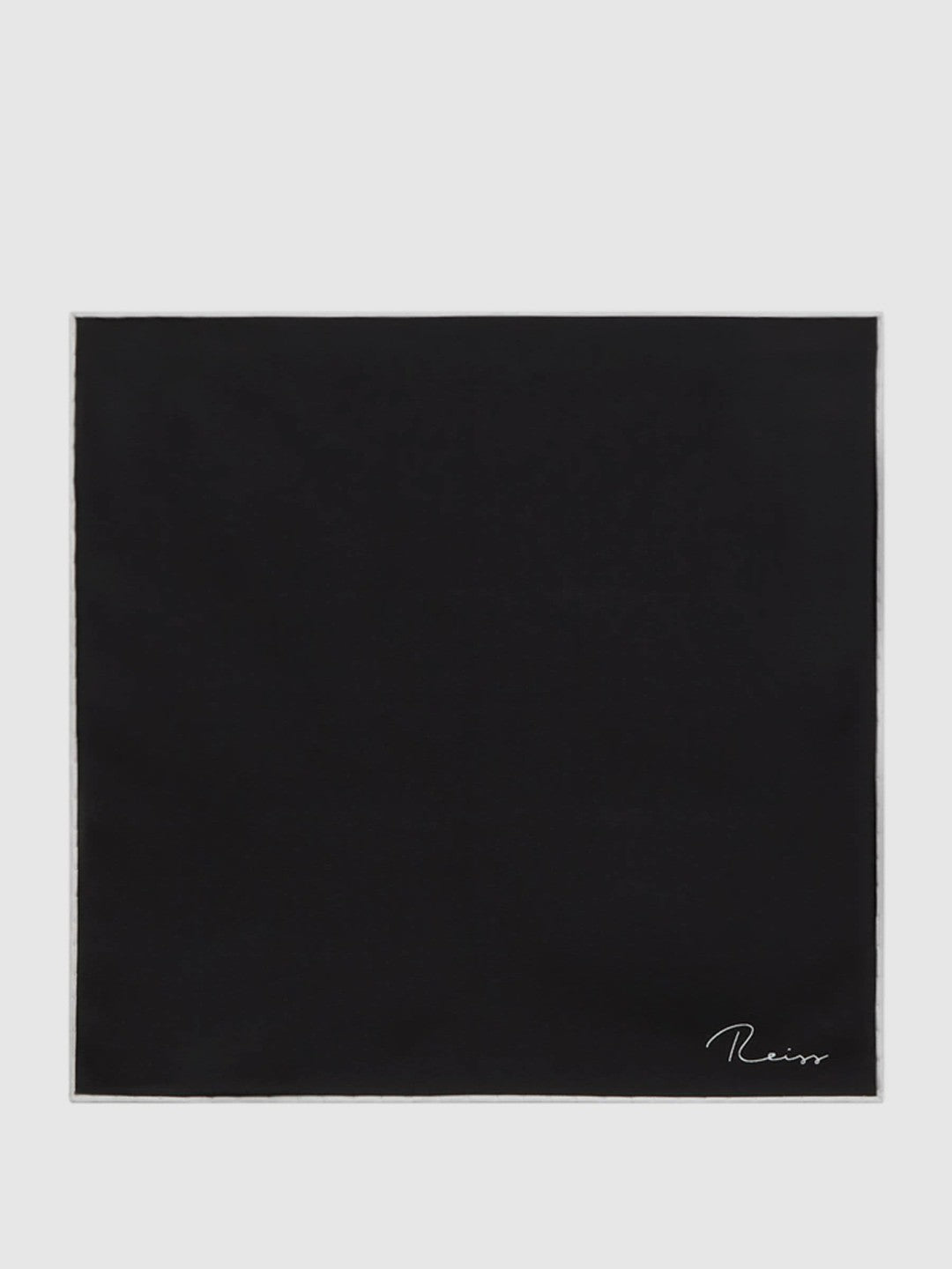Reiss Plain Silk Pocket Square in Black