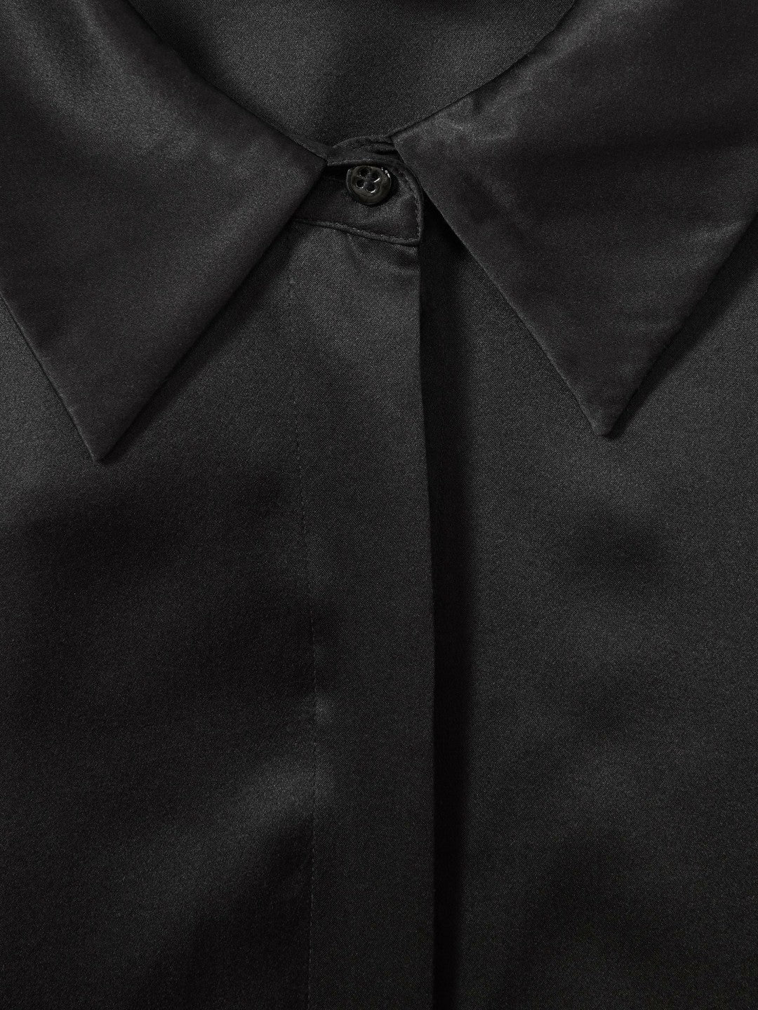Reiss Silk Double-Cuff Button-Through Shirt in Black