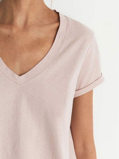 Reiss Cotton-Jersey V-Neck T-Shirt in Light Pink