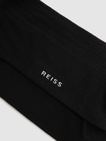 Reiss Ribbed Socks in Black