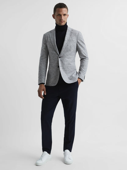 Reiss Slim Fit Merino Wool Roll Neck Jumper in Navy