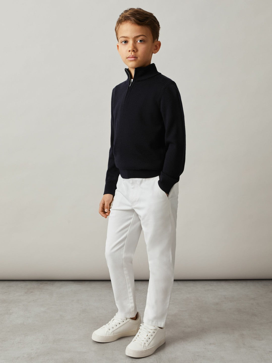 Reiss 3-9 yrs Slim Fit Casual Chinos in White