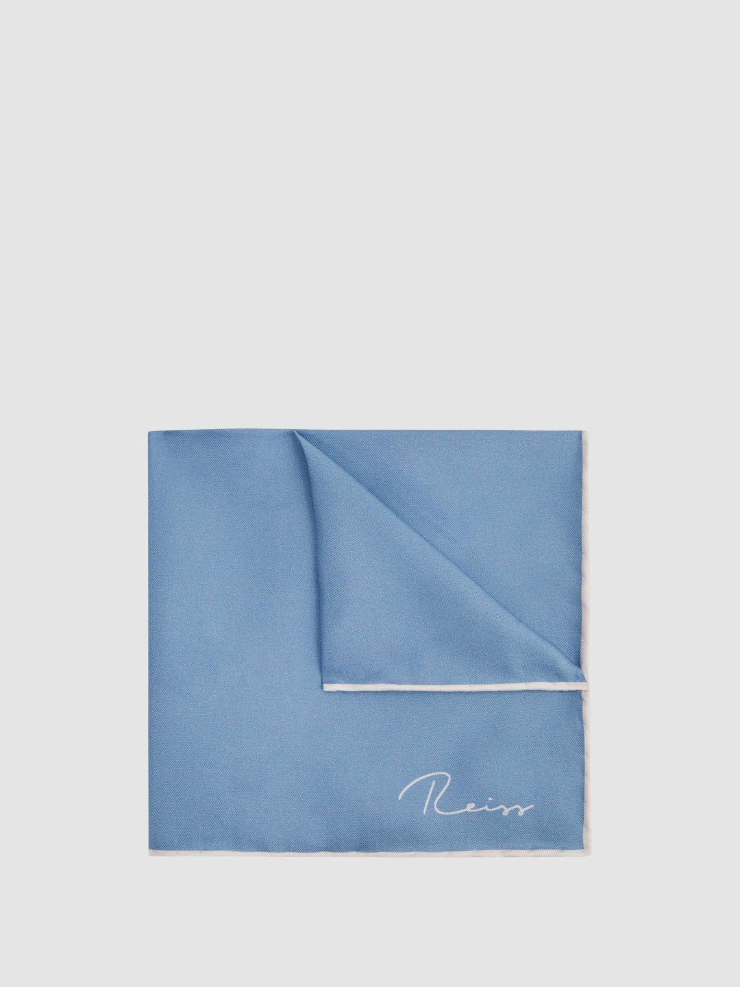 Reiss Plain Silk Pocket Square in Airforce Blue