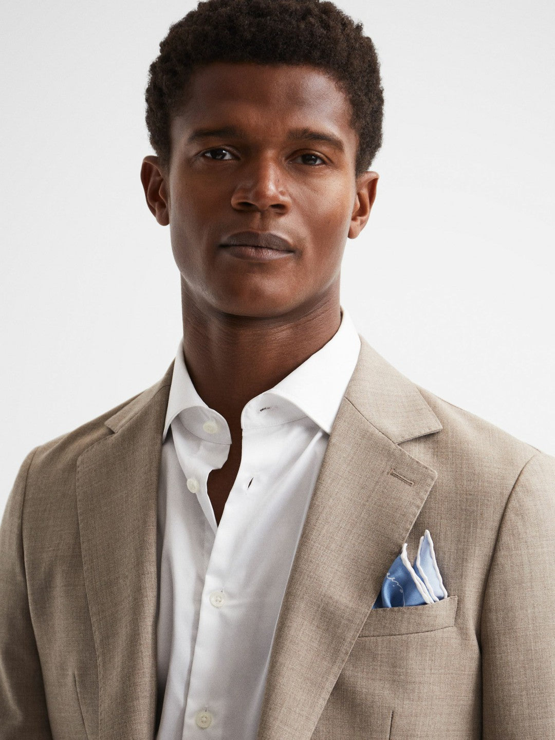 Reiss Plain Silk Pocket Square in Airforce Blue