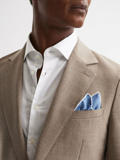 Reiss Plain Silk Pocket Square in Airforce Blue