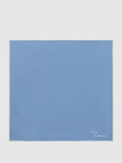 Reiss Plain Silk Pocket Square in Airforce Blue