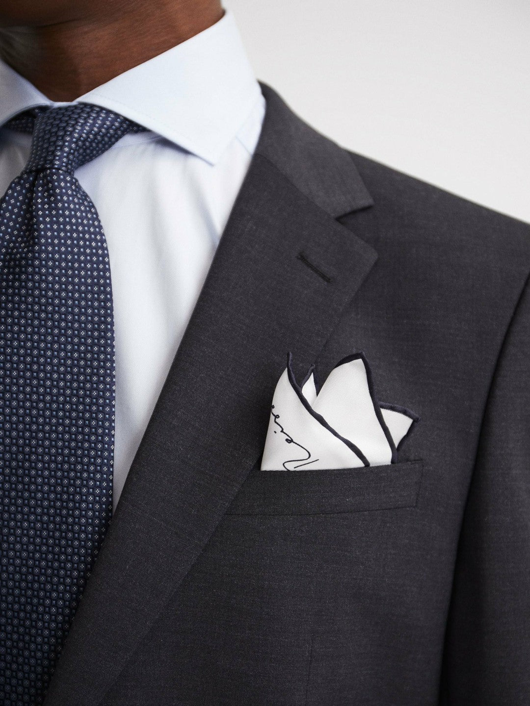 Reiss Plain Silk Pocket Square in White