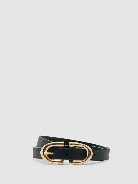 Reiss Horseshoe Belt in Black