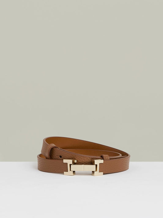 Reiss Leather Square Hinge Belt in Tan