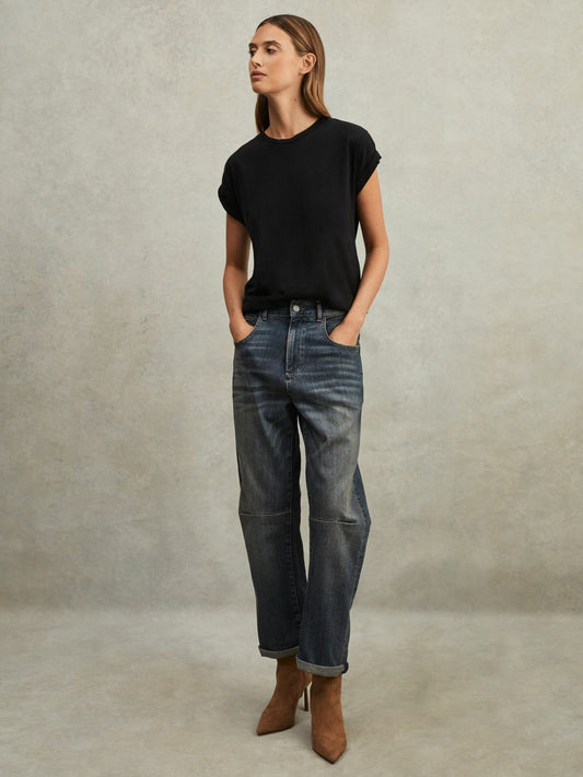 Reiss Cotton-Jersey Crew Neck T-Shirt in Black