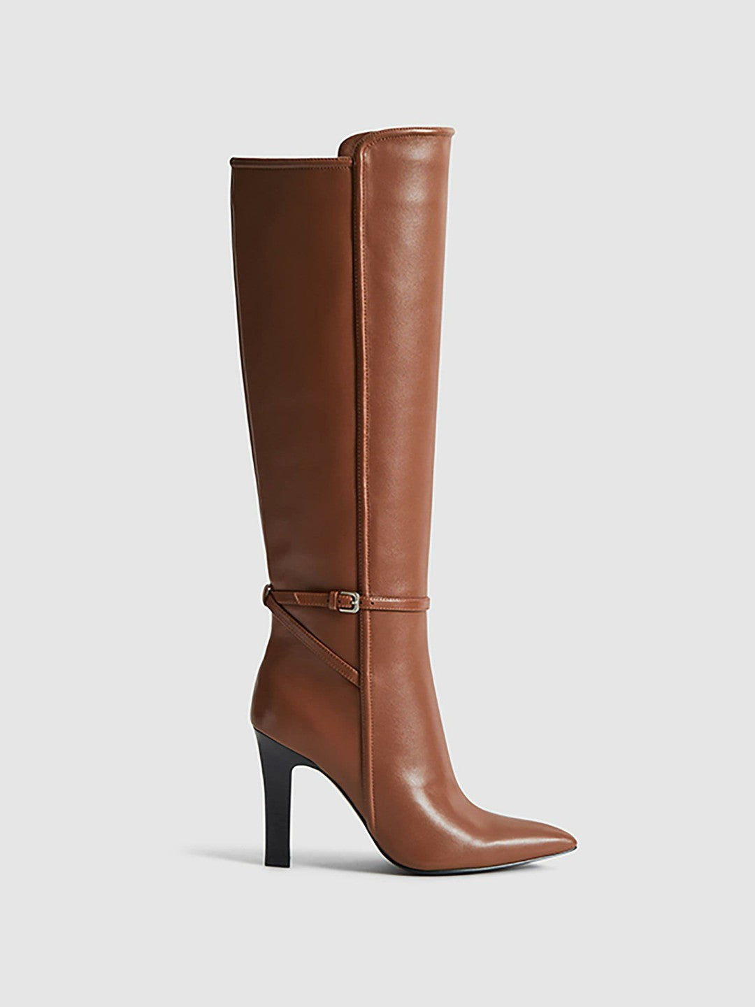 Reiss Leather Knee High Boots in Tan