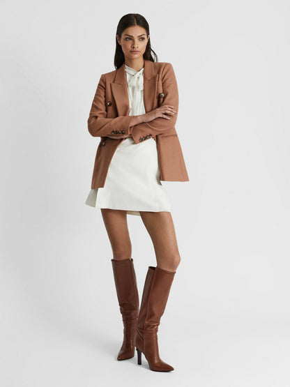 Reiss Leather Knee High Boots in Tan