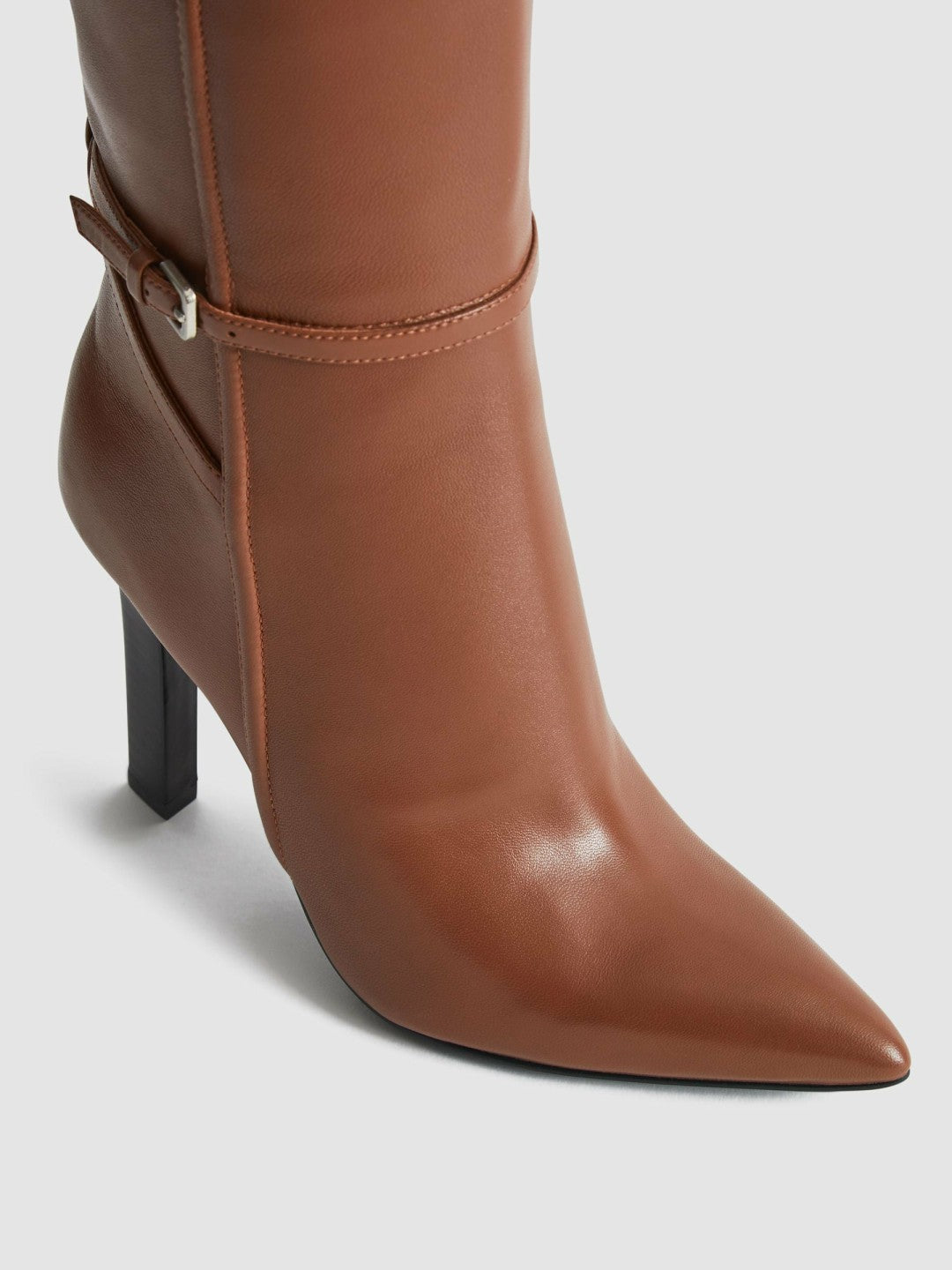 Reiss Leather Knee High Boots in Tan