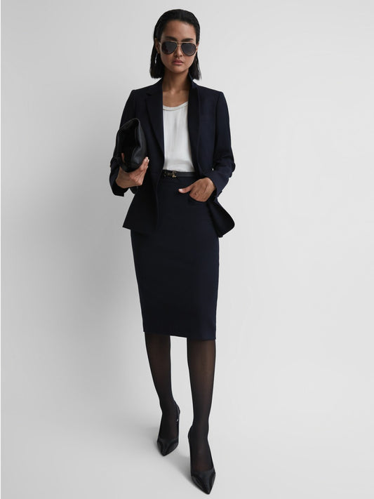 Reiss Petite Tailored Pencil Skirt in Navy