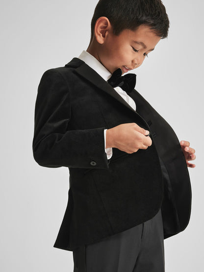 Reiss 4-9 yrs Single Breasted Velvet Blazer in Black