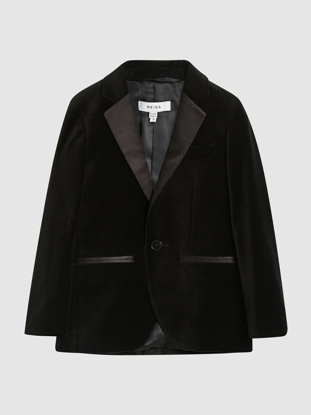Reiss 4-9 yrs Single Breasted Velvet Blazer in Black